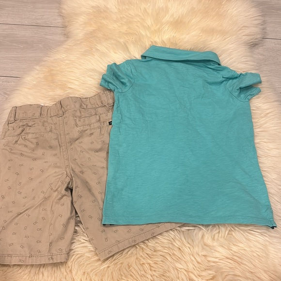 Calvin Klein Tan Khaki Shorts & Carter’s Teal Polo Shirt in Size 4 - Picture 7 of 7